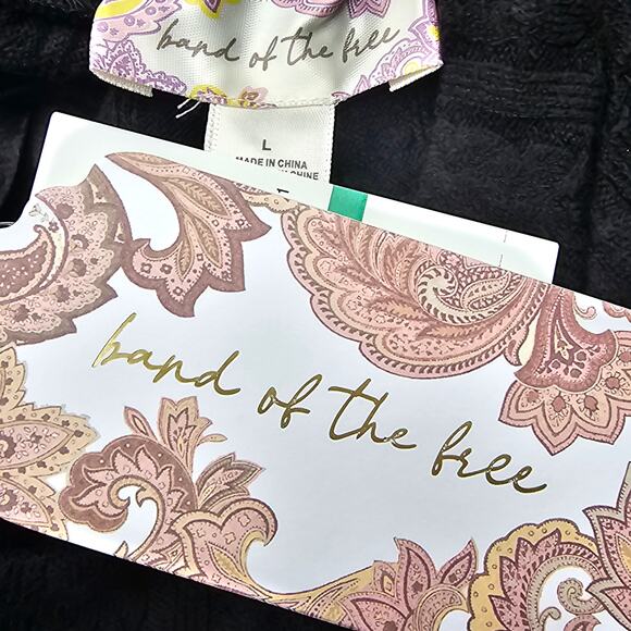 Band Of The Free Womans size L Black Long Sleeve Rib Knit Midi Sweater Dress NEW - Picture 6 of 8